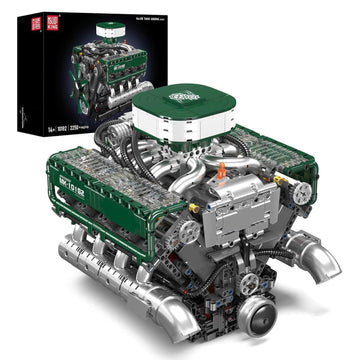 Mould King 10182 V8 Engine Building Blocks Sets, MOC V8 Tank Engine Model Kit with Battery and Motor, Collectable 8-Cylinder Combustion Car Engine