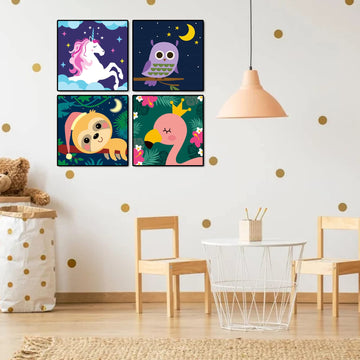 CarlonLin 4 Pack Paint by Number for Kids Framed Canvas, Paint by Numbers for Kids Ages 4-8-12, DIY Paint by Numbers Kits Beginner, DIY Acrylic Oil