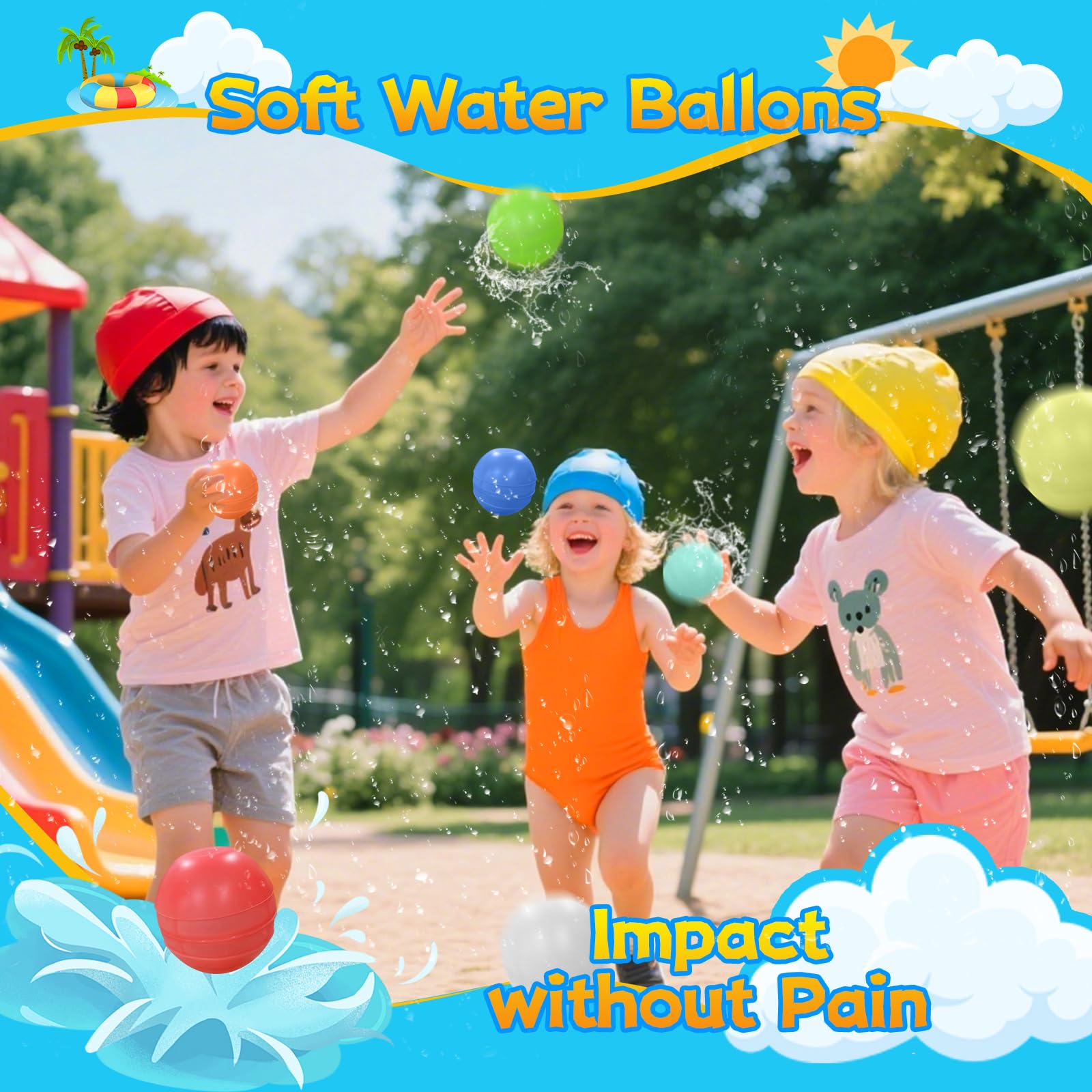 21 Pcs Reusable Water Balloons Quick Fill, Pool Beach Water Ballons for Boys and Girls, Summer Outdoor Games Water Toys for Kids Ages 3-12