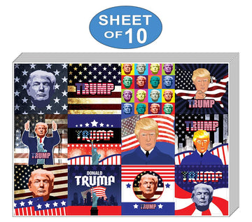 Creanoso Trump President Collectors Stickers (10-Sheet) Total 120 pcs (10 x 12pcs) Waterproof Self-Adhesive Decals for Laptops, Water Bottles