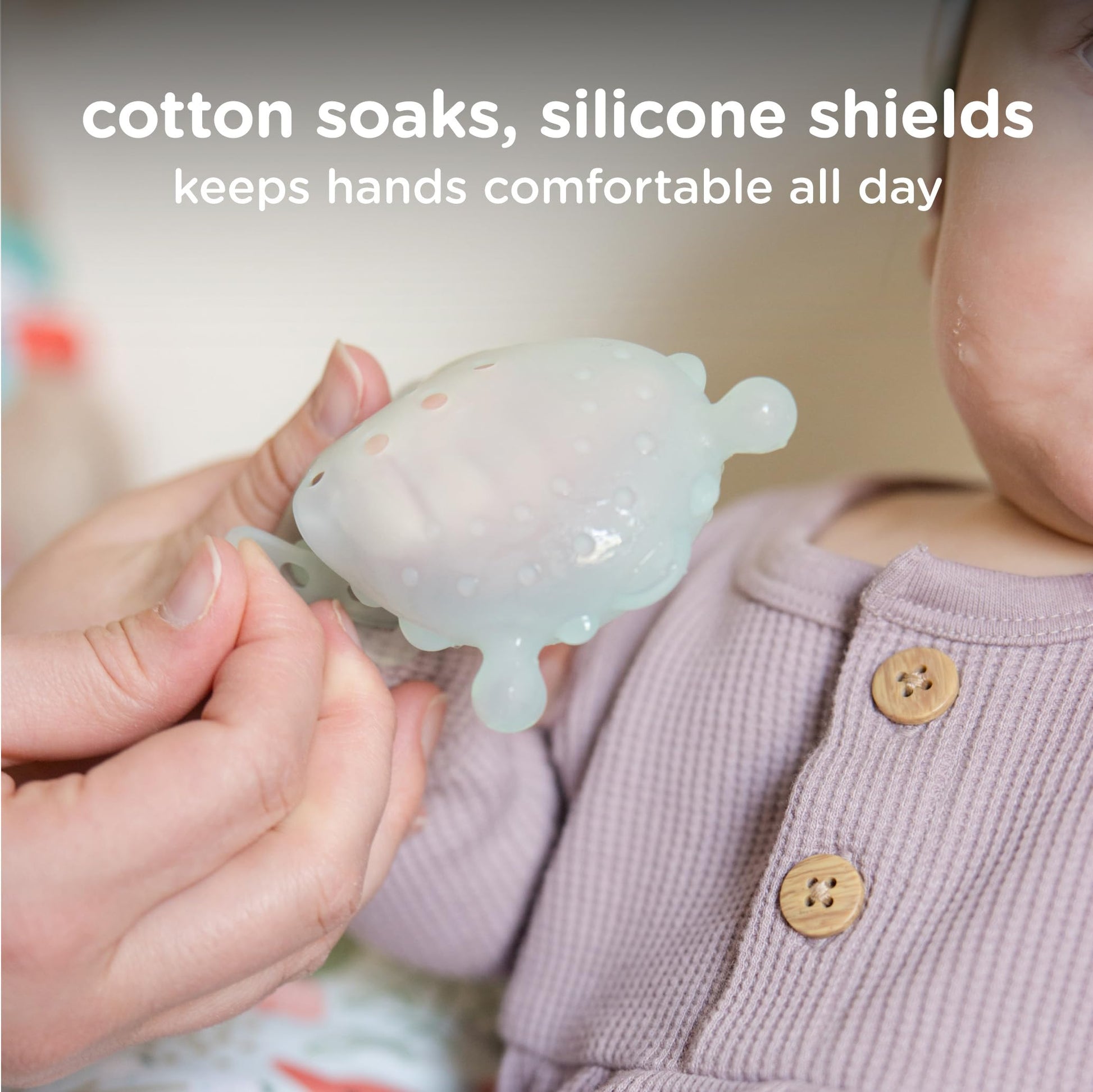 Olababy Clear Sense Silicone Mouthing Mitten (2PK) - Perfect for mouthing and Teething Babies, Adjustable Strap, BPA and Plastic-Free, 0-6 Months