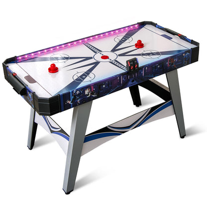 Goplus 54" Air Hockey Table, Hockey Game Table w/LED Scoreboard, Lights, 2 Pucks, 2 Pushers, Powerful 12V Motor, Indoor Powered Arcade Style Table