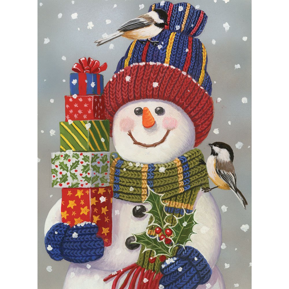 Bits and Pieces - 1000 Piece Jigsaw Puzzle for Adults - Snowman with Presents - Snowman Christmas Jigsaw Puzzle - by Artist William Vanderdasson