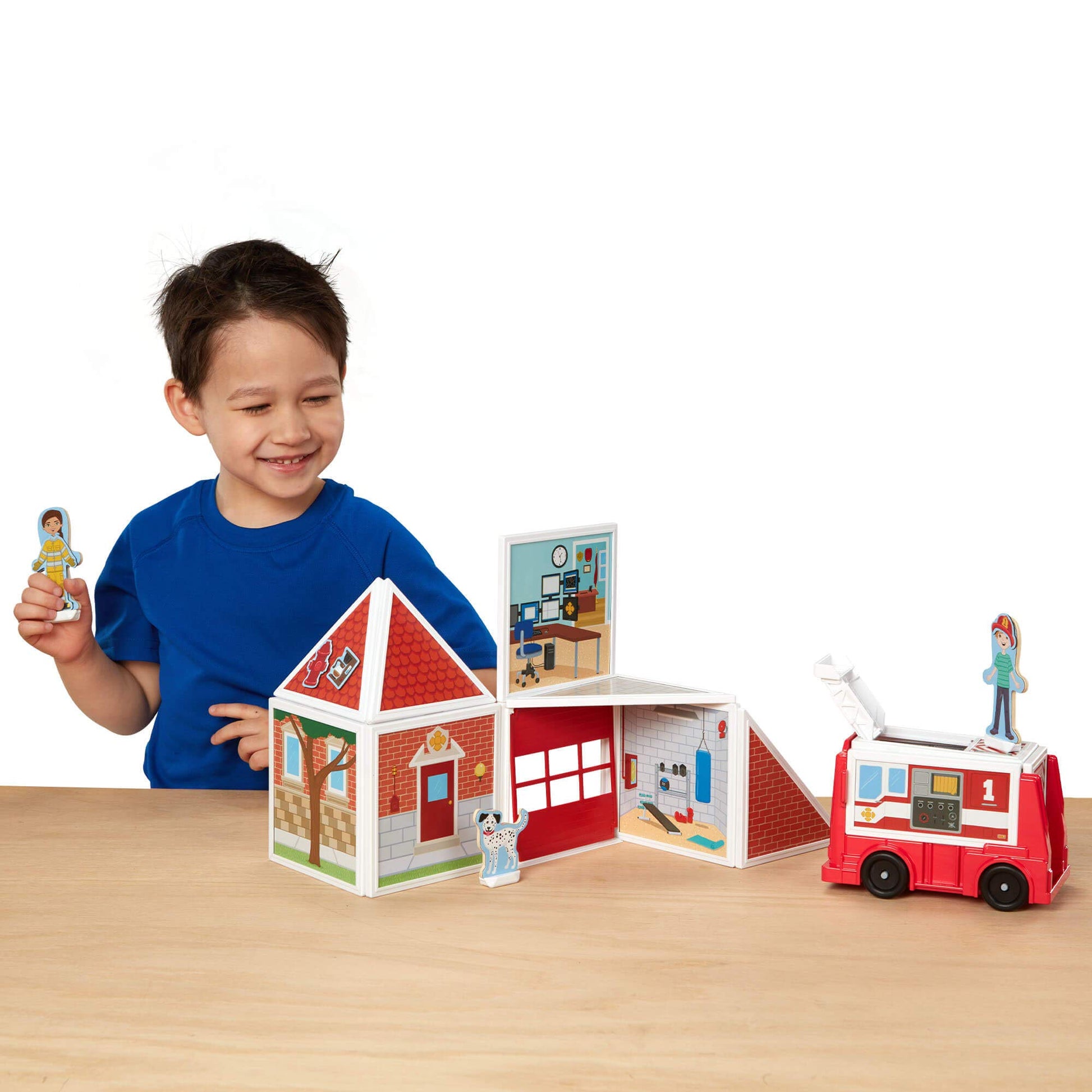 Melissa & Doug Magnetivity Magnetic Tiles Building Play Set - Fire Station
