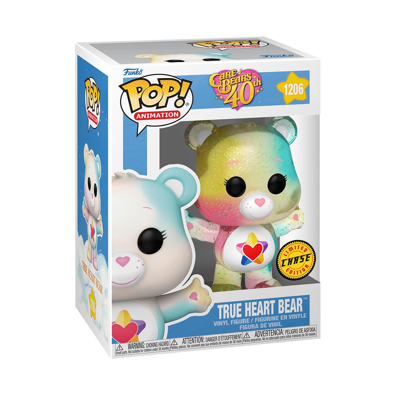 Funko Pop! Animation: Care Bears 40th Anniversary - True Heart Bear with Translucent Glitter Chase (Styles May Vary)