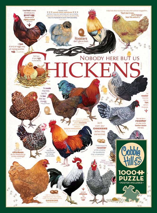 Cobble Hill 1000 Piece Puzzle - Chicken Quotes - Sample Poster Included