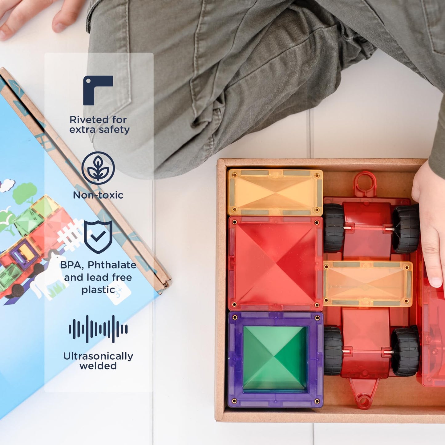 CONNETIX Magnetic Tiles Rainbow Motion Pack, 24 Pieces