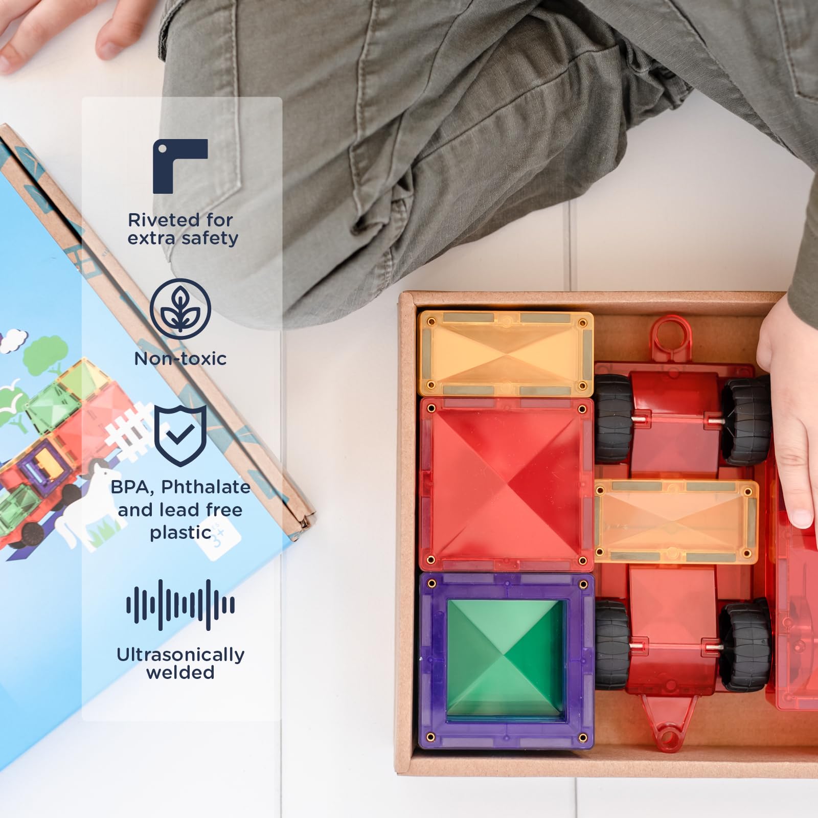 CONNETIX Magnetic Tiles Rainbow Motion Pack, 24 Pieces