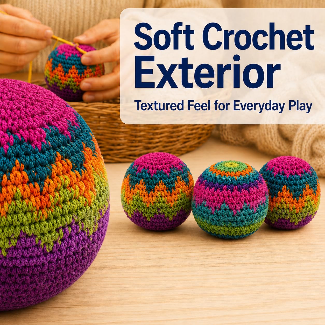 Norce Sactor 3 Pack Crochet Footbags, Random Colors Knitted Hacky Kick Sack Balls - Soft 40g Weighted Footbag Juggling Balls for Adults, Teens
