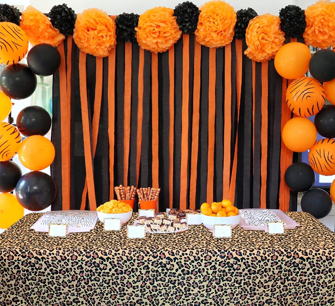 Hegbolke 5Pcs Leopard Table Covers - 54 x 108 Cheetah Print Tablecloth for Jungle Safari Animal Baby Shower Birthday Party Decorations Supplies