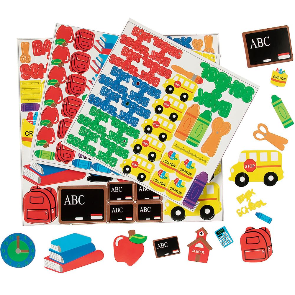Foam Adhesive School Shapes - Bulk Set of 500 Pieces - Back to School and Teacher Classroom Supplies