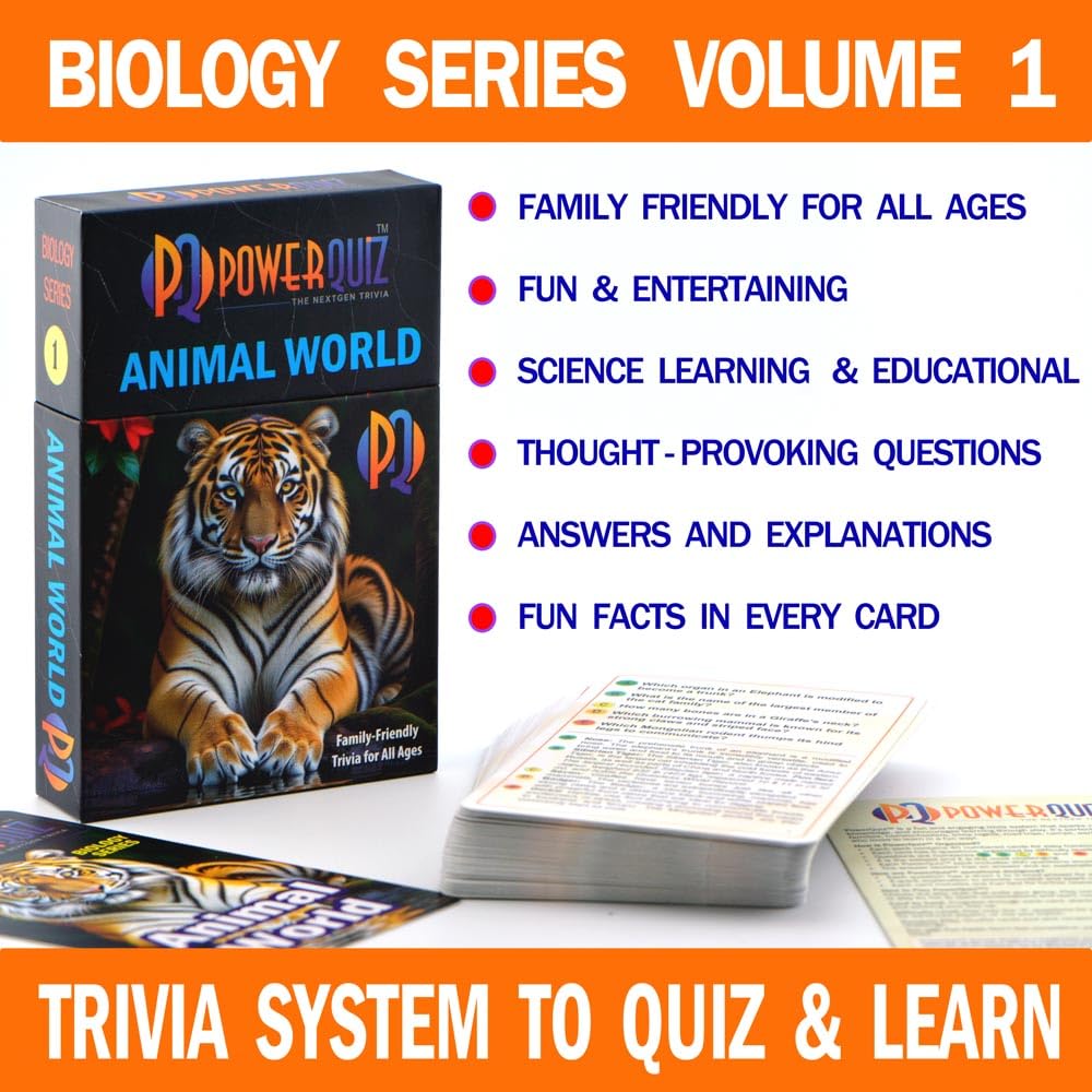 POWERQUIZ Animal World Biology Trivia Game for Kids & Adults
