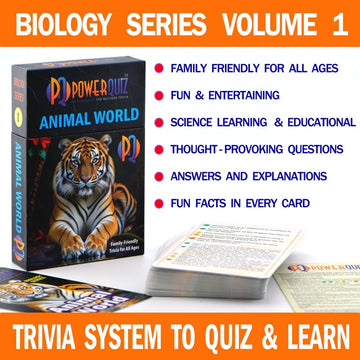 POWERQUIZ Animal World Biology Trivia Game for Kids & Adults