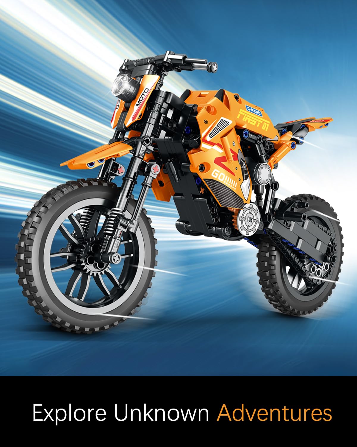 QISHOUTING 1:8 Scale Off-Road Dirt Motorcycle Building Set for Adults,with Display Sand, Dirt Bike Building Kits, Birthday for Adults(506PCS)