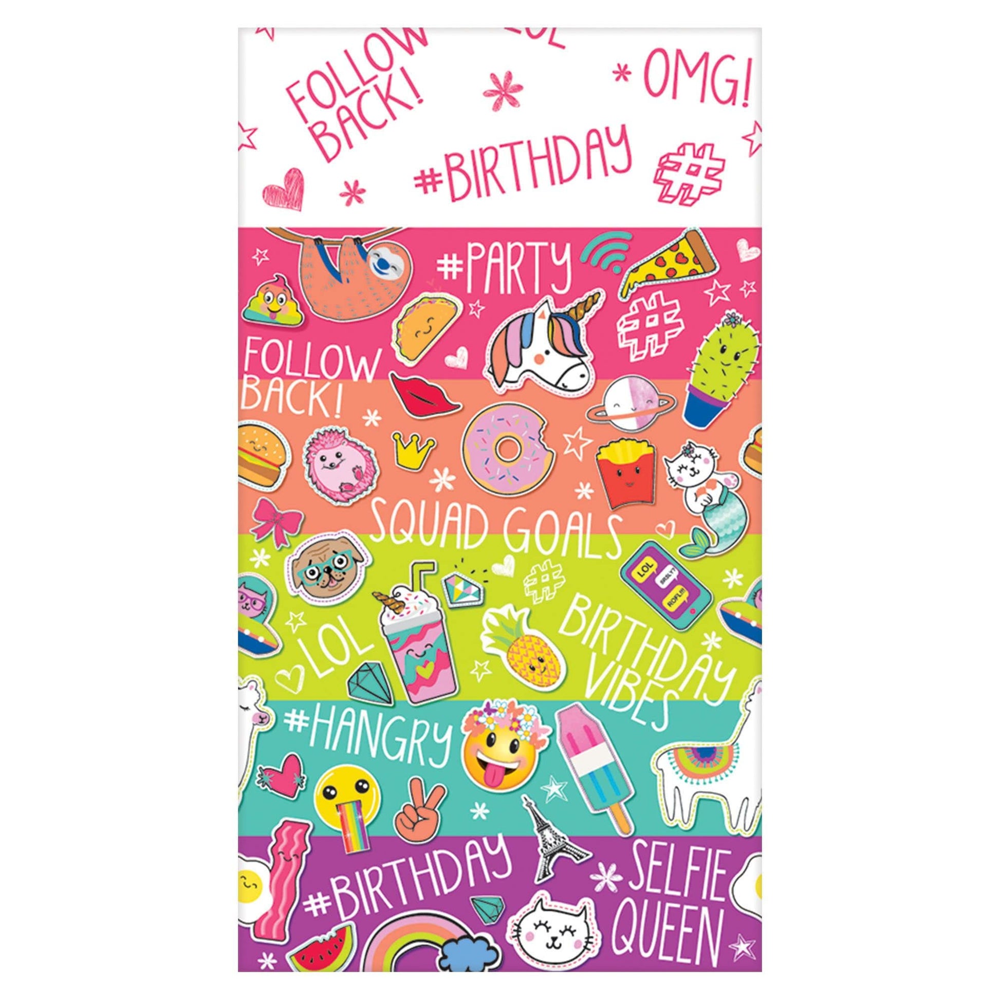 Amscan Selfie Celebration Birthday Table Cover - 54" x 96" -1 Pc