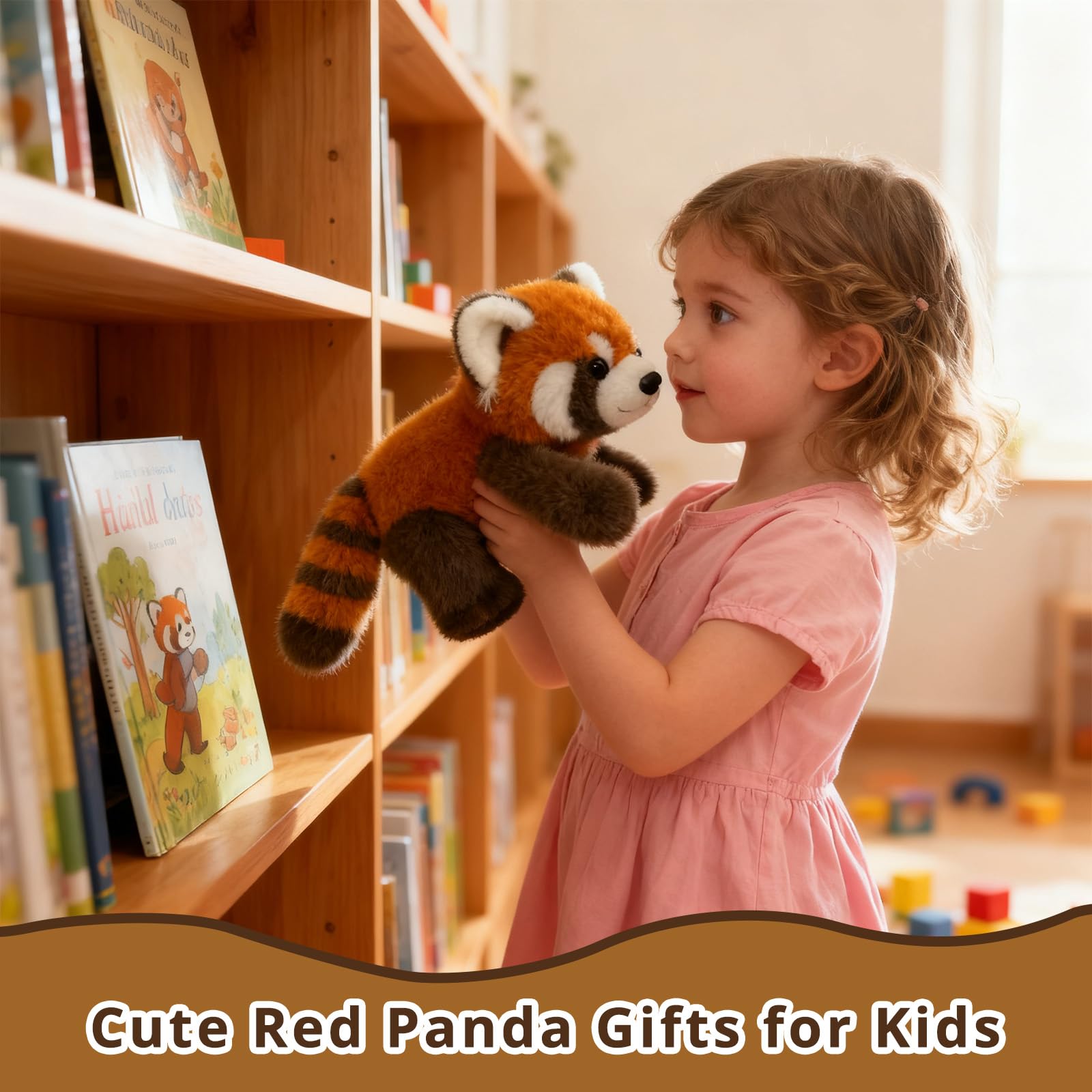 Roqei Red Panda Weighted Plush Toy 11.8 Inch, Cute Soft Stuffed Animal Plush Pillow, Adorable Red Panda Plushie Gift for Kids Girls Boys Birthday