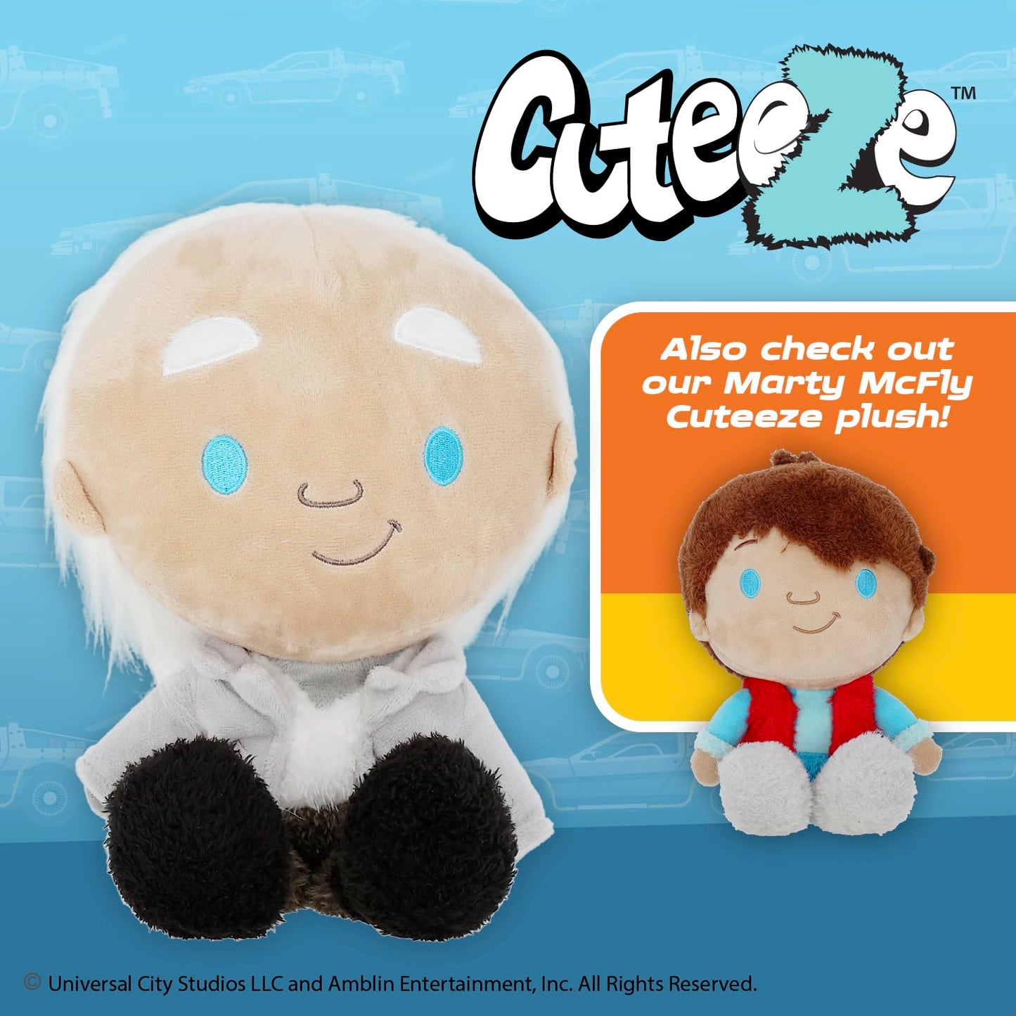 Back to The Future Doc Brown Cuteeze Stuffed Plush Toy - 12 Inch Extra Soft Plushie - Crinkle Sound in Ears - Beans in The Body for Comforting Feel