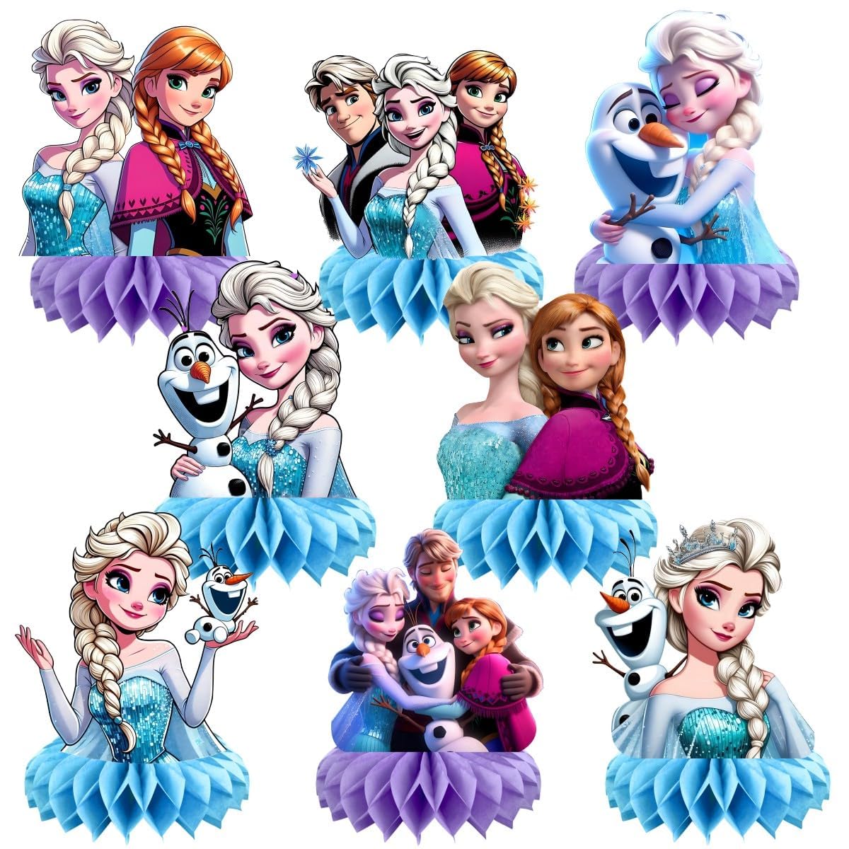 8Pcs Frozen Table Centerpieces Birthday Party Supplies Double Side Table Decorations for Frozen Party Decorations