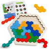 Skrtuan Wooden Blocks Puzzle for Kid Adults Brain Teaser Hexagon Puzzles Games Toy Shape Pattern Block Tangram Geometry Logic IQ STEM Montessori