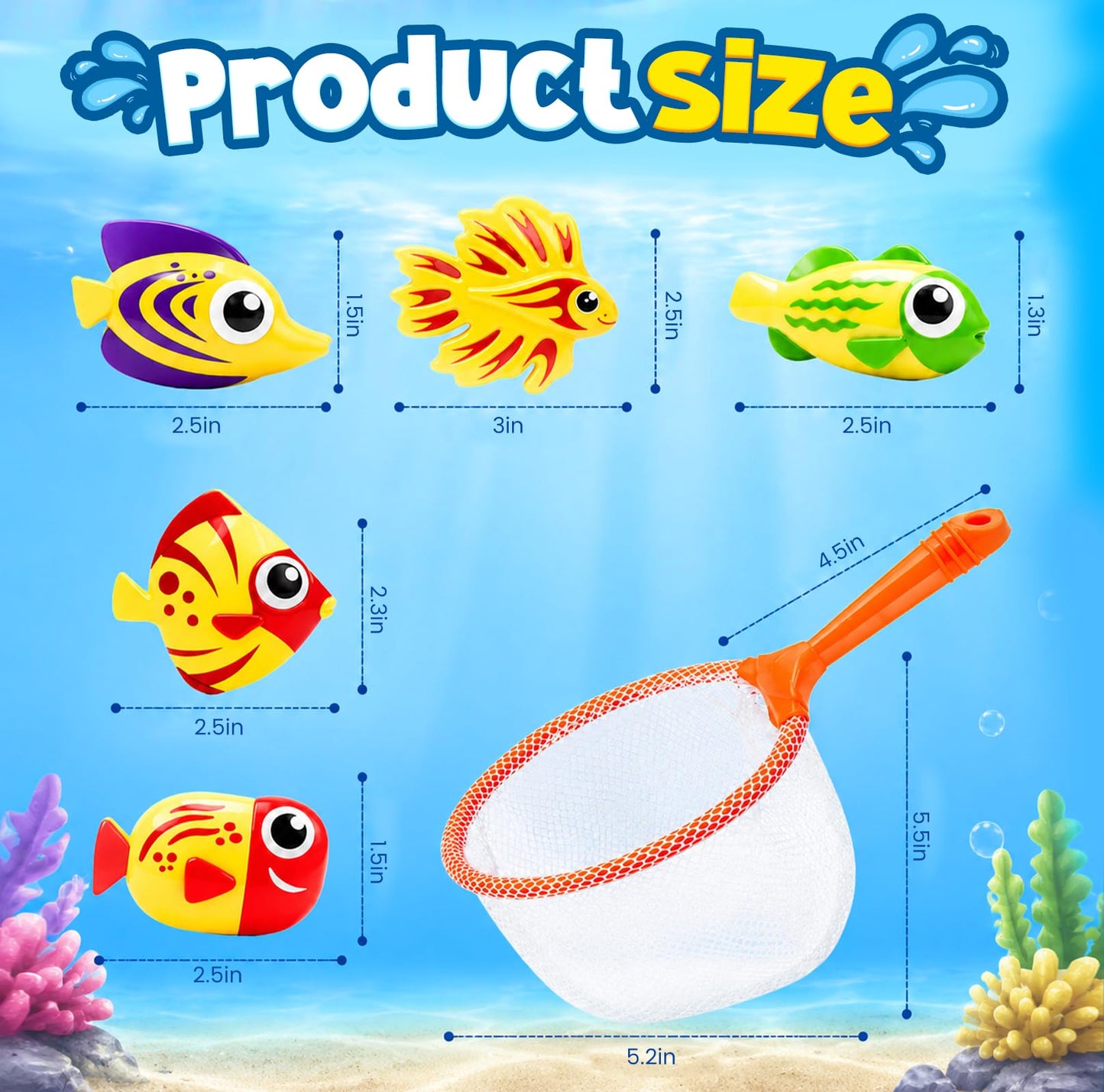 YANLIFY 5 Pcs Diving Pool Toys, Bath Toys Set for Kids Shower Ages 3-12, Beach Essentials Water Toy Pool Games Summer Swim Water Dive Sinking Mermaid