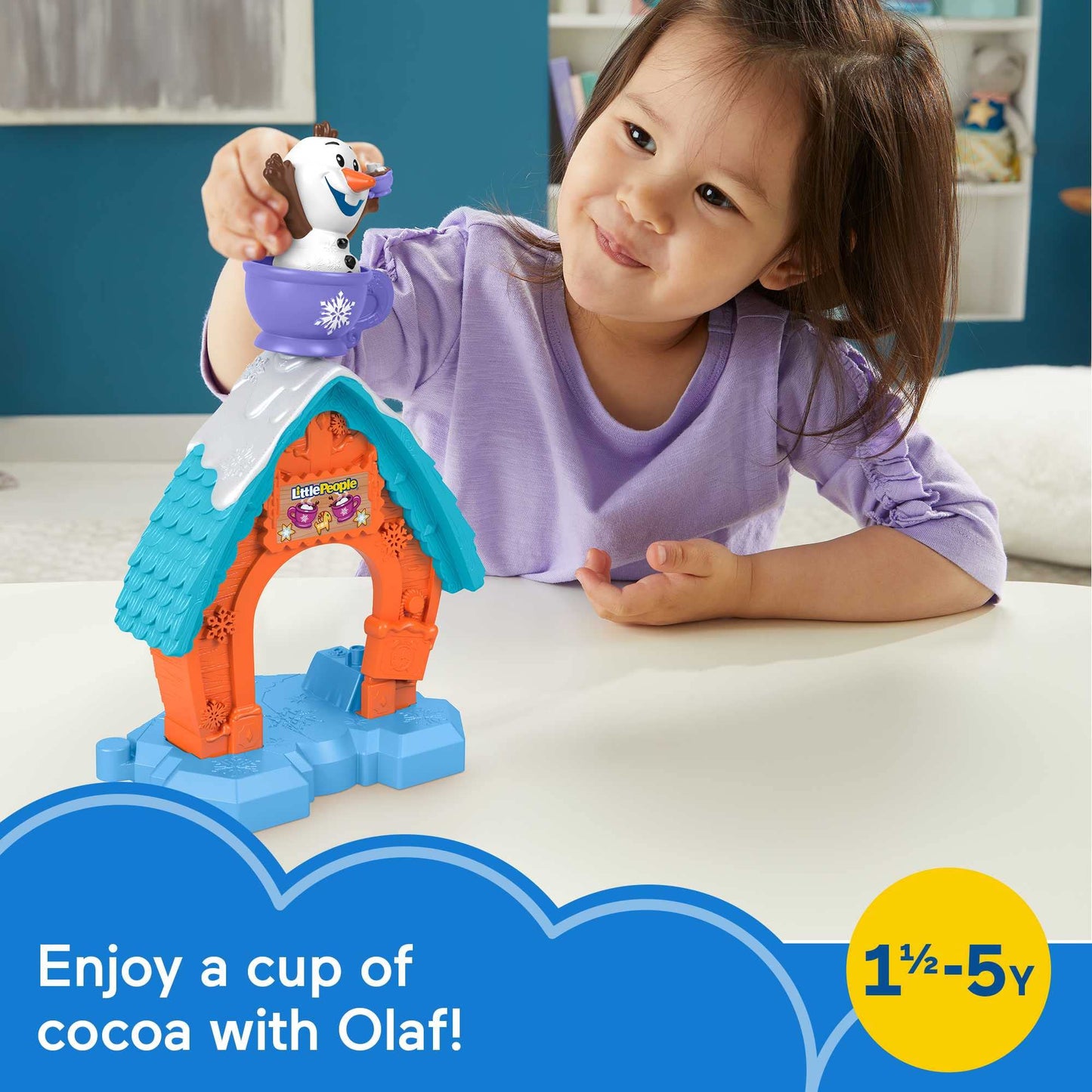 Fisher-Price Little People Toddler Toy Disney Frozen Olaf’s Cocoa Café Playset with Figure for Preschool Pretend Play Kids Ages 18+ Months