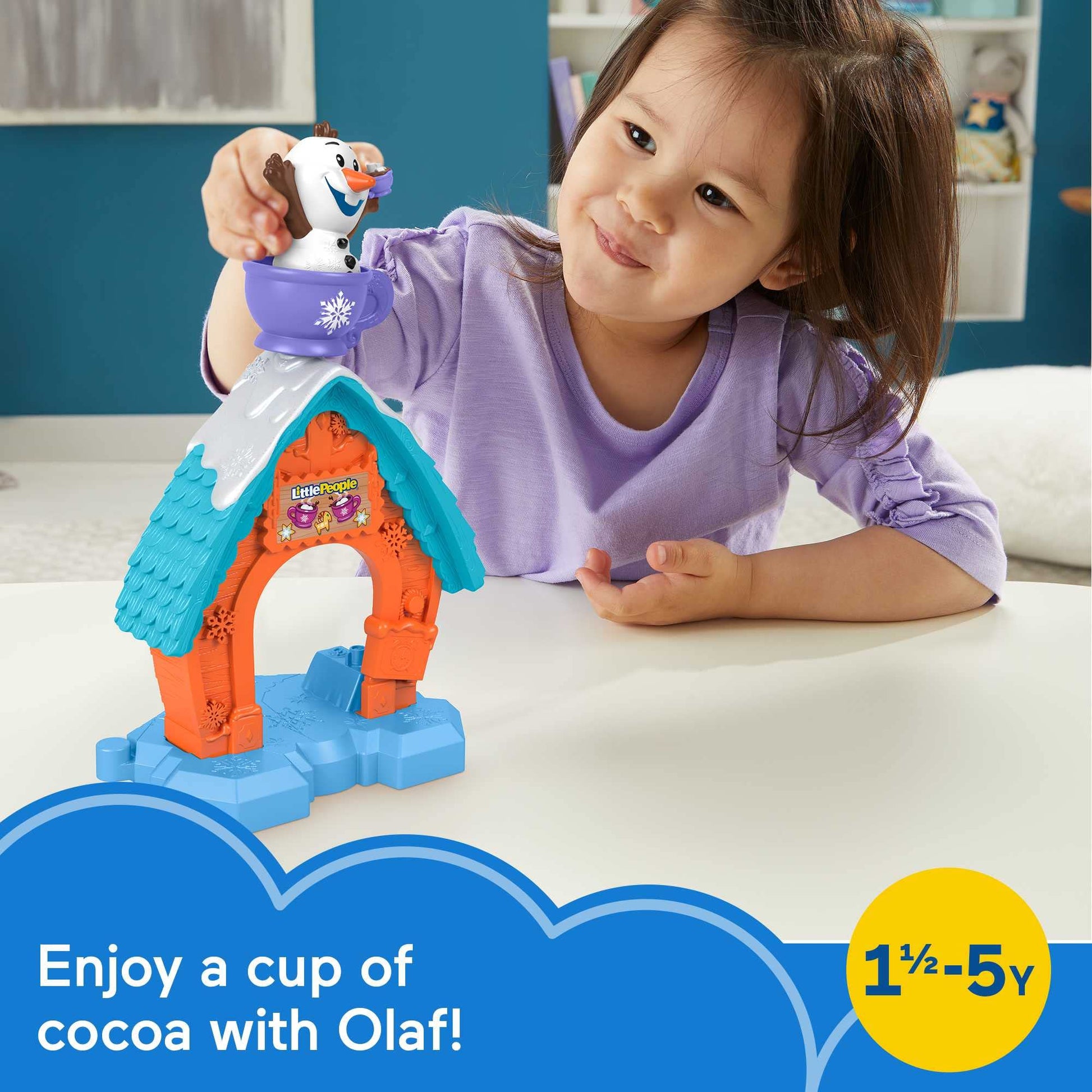 Fisher-Price Little People Toddler Toy Disney Frozen Olaf’s Cocoa Café Playset with Figure for Preschool Pretend Play Kids Ages 18+ Months