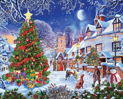 White Mountain 1000 Piece Jigsaw Puzzle, Village Christmas Tree