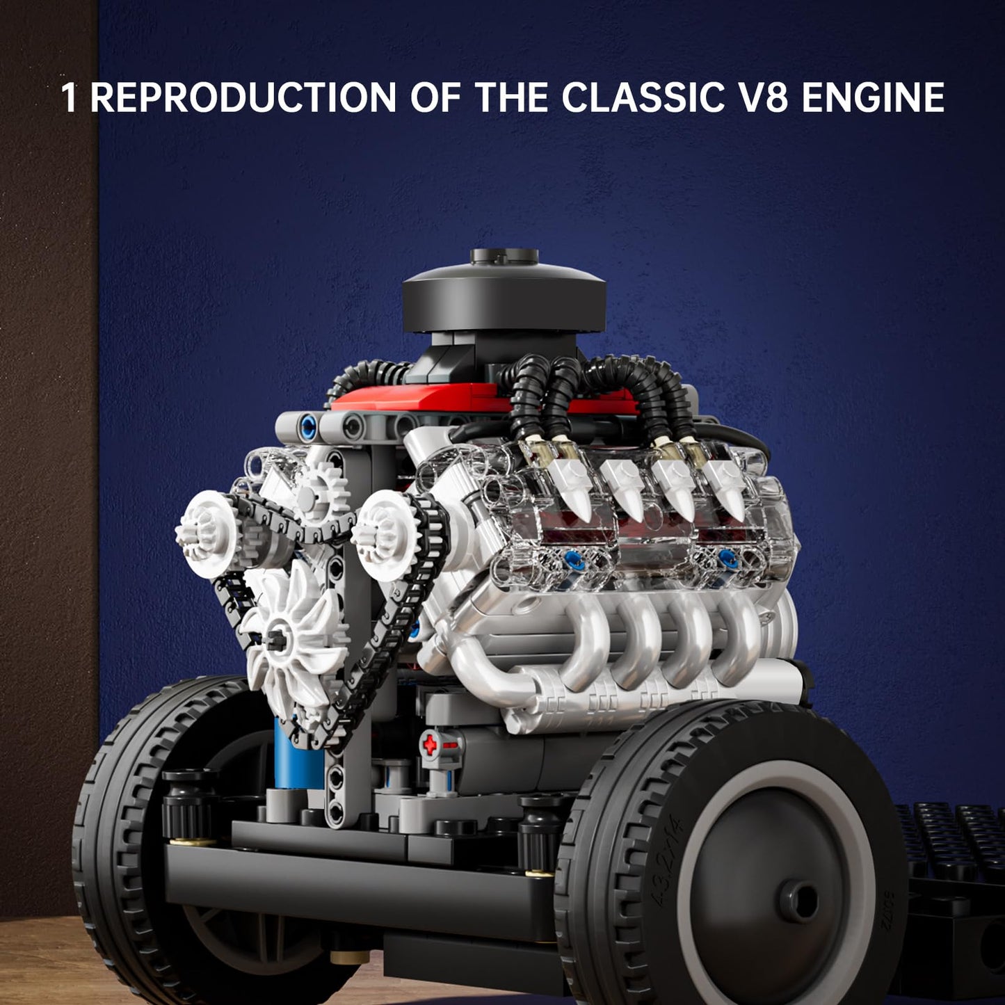 Mould King Mini V8 Engine Kits That Runs, Build Your Own Visible Car Motor, Physical Science Experiment Models for Teens, Best STEM Toy Gifts for 14+