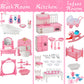 75 Pcs Dollhouse Furniture Set Accessories,Small Dollhouse Miniature Pretend Play Family Toys Gift,Toddler Boy Girl Kid 3Y+ Mini