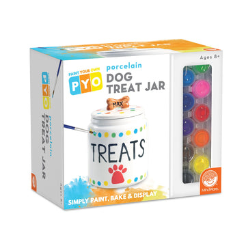 MindWare Paint Your Own Porcelain: Dog Treat Jar Craft Kit - Includes Porcelain Dog Treat jar, 12 Bright Colors of Porcelain Paint, 2 paintbrushes