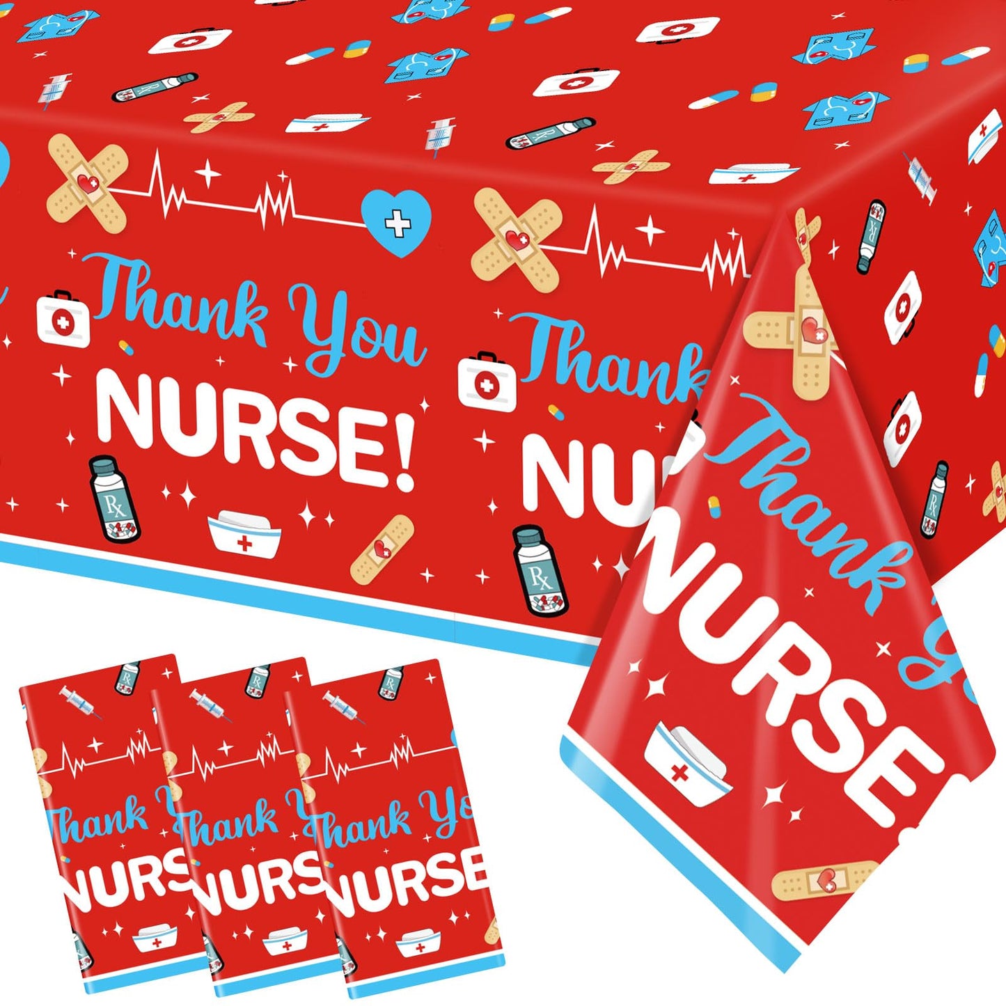Yavxzvbw 3Pcs We Appreciate You Decorations Nurses Week Tablecloths Thank You Nurses Tablecloths for Nurse Appreciation Week Nurse Week Decorations