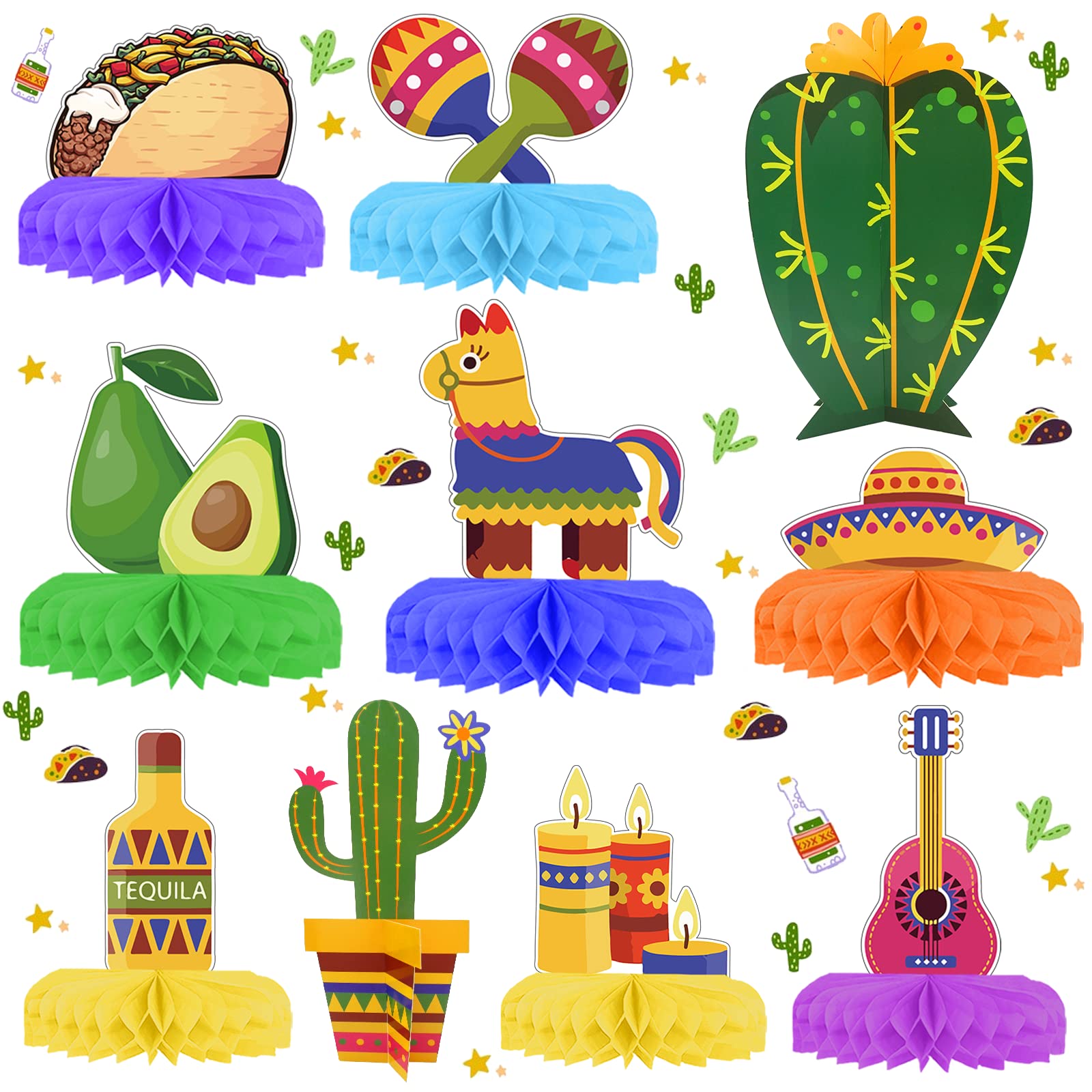 10 Pcs Cinco De Mayo Fiesta Centerpieces for Tables Cinco De Mayo Table Decorations Fiesta Decorations Mexican Themed Party Decorations Fiesta Party