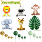 XLENGO 20 PCS Jungle Safari Animal Cake Topper with Lion Giraffe Monkey Elephant Zebra Colourful Balls Leaves Cake Decoration for Baby Shower Safari