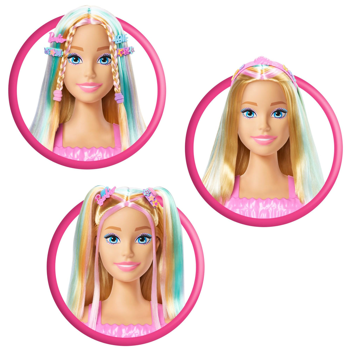 Barbie Doll Styling Head, Blonde Hair with 20+ Hair Styling Accessories Including Star & Butterfly Color Change Hair Clips