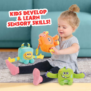 WowWee Super Simple Sensory Plush Monsters Dewey (Orange) with 5+ Sensory Features (Ages 0+)