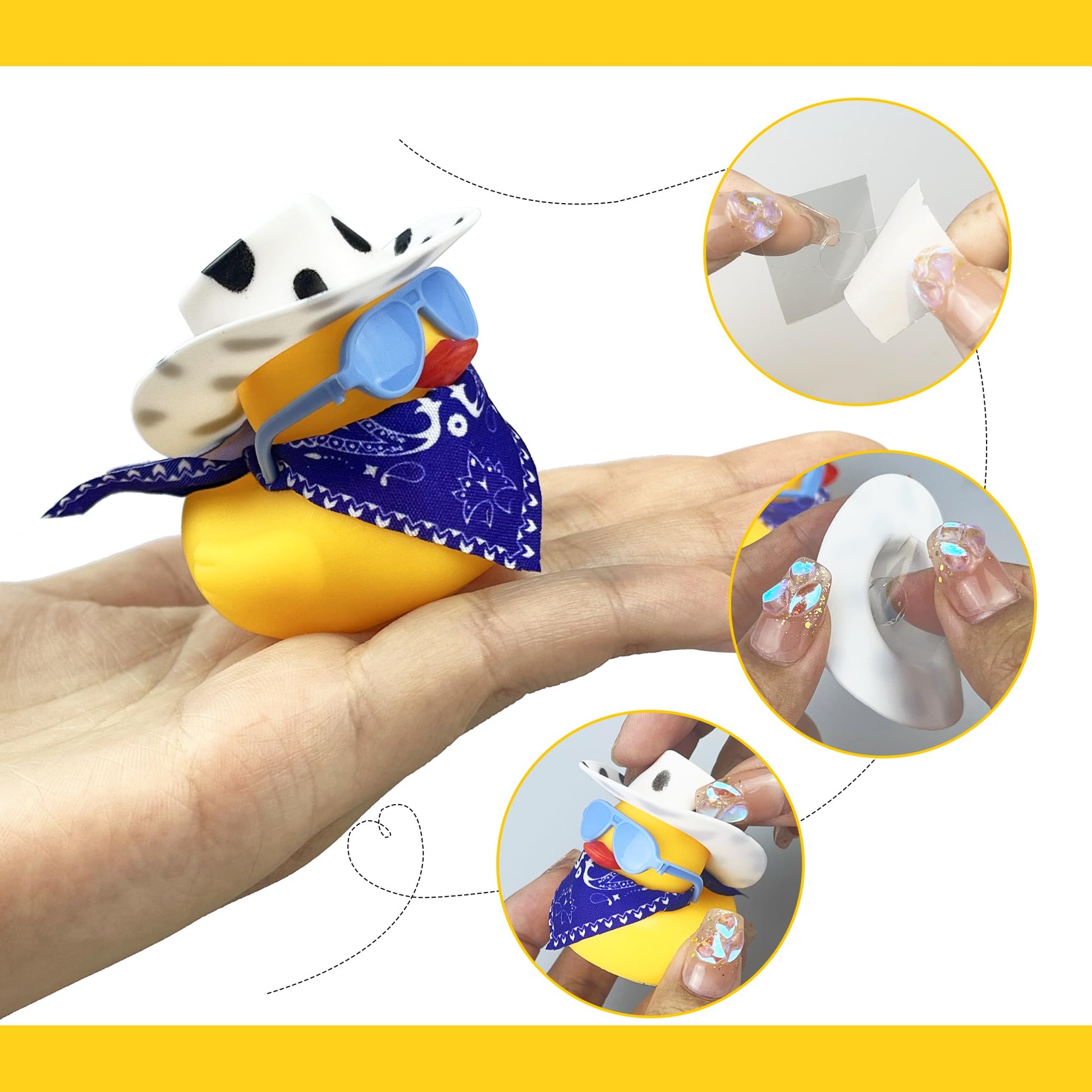 36 Sets Cowboy Ducks with Mini Hat Scarf and Sunglasses Mini Bath Duck Toys for Birthday Swimming Party Gift Favor Decorations