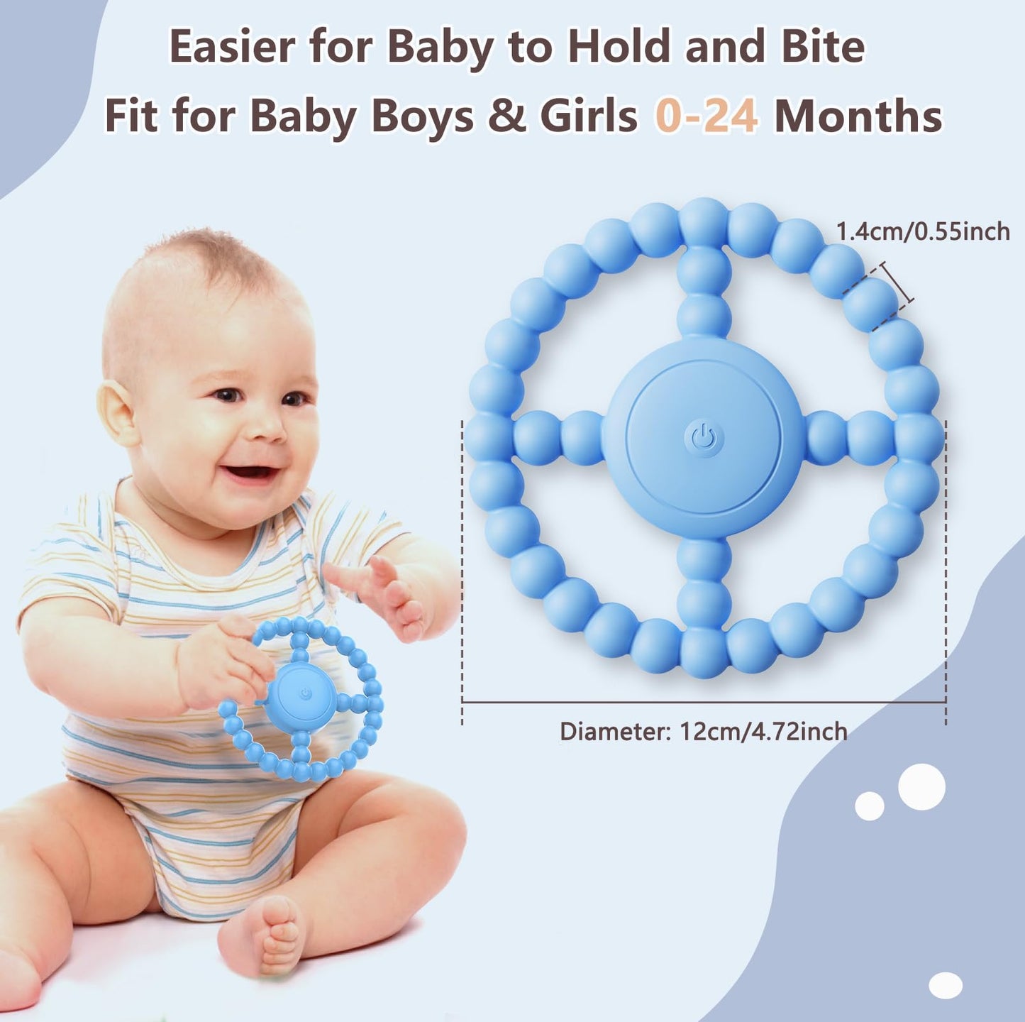 Vibrating Sensory Chew Toy, Teether Teething Toys for Babies6-12 8-18 Months, Sensory Toys for Kids with Autism&Toddler Travel Essential,1-2 Year Old