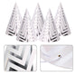 Boieo Silver Party Hats for Adults and Kids 10 Pack, 7.9 Inch Large Birthday Cone Hats Bulk, Metallic Foil Paper Headwear for Men, Women, New Year Eve