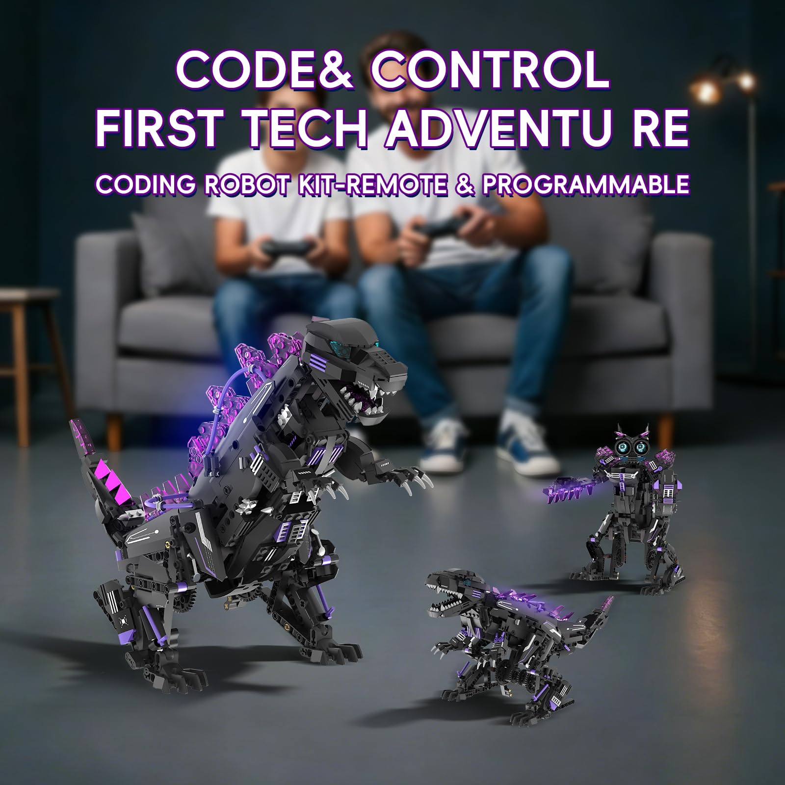 LQPFBSM 5 in 1 STEM Robot Building Blocks Sets APP & Remote Control Robotic Kits 5 in 1 Tyrannosaurus Rex/Triceratops/Monster/Crocodile/Robot Toys