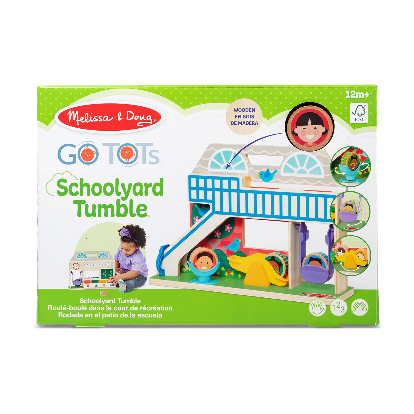 Melissa & Doug GO Tots Wooden Schoolyard Tumble with 4 Disks - FSC Certified