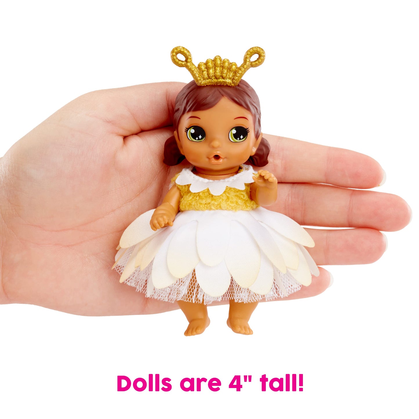 Baby Born Surprise Small Dolls Series 7 4" - Unwrap Surprise Collectible Baby Doll with 3 Water Surprises, Garden-Themed Outfit, Color Change Diaper