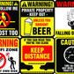 Creanoso Funny Warning Signs Stickers - 8 Bulk Sets (12 des. x 8pcs ea.) -Approx. A7-Sized 3.55x 3.94 in. Stocking Stuffers Premium Quality Gift Ideas