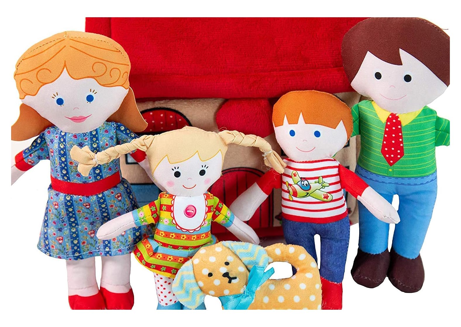 Snuggle Stuffs Happy Family Soft Figure Doll Set with House | Cute Plush Toys for Girls & Boys, Toddlers 1-3