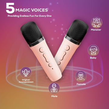 Mini Karaoke Machine KTV Machine for Kids Mini Karaoke Machine with 2 Wireless Microphones,Karaoke Machine for Kids High Sound Quality Kids Karaoke