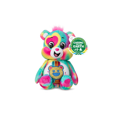 Care Bears 9" Glitter Good Vibes Bear - Tie-Dye Multicolored, Made from Recycled Materials! - Good for Girls and Boys, Collectors, Ages 4+