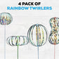 Rainbow Twirler Stick 4 Pack, Bubble Wand Party Favor, Spin & Twirl