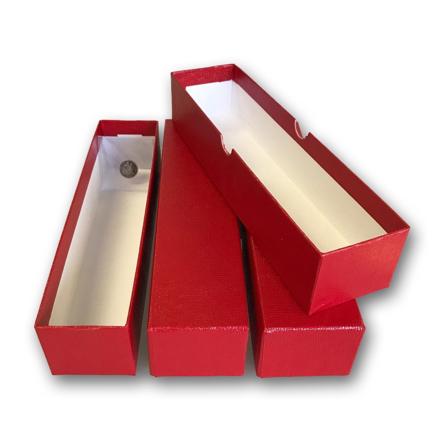LOT OF 3 - SINGLE ROW 2x2 STORAGE BOXES For Coins in Plastic, Vinyl, Paper and Cardboard Flip Holders