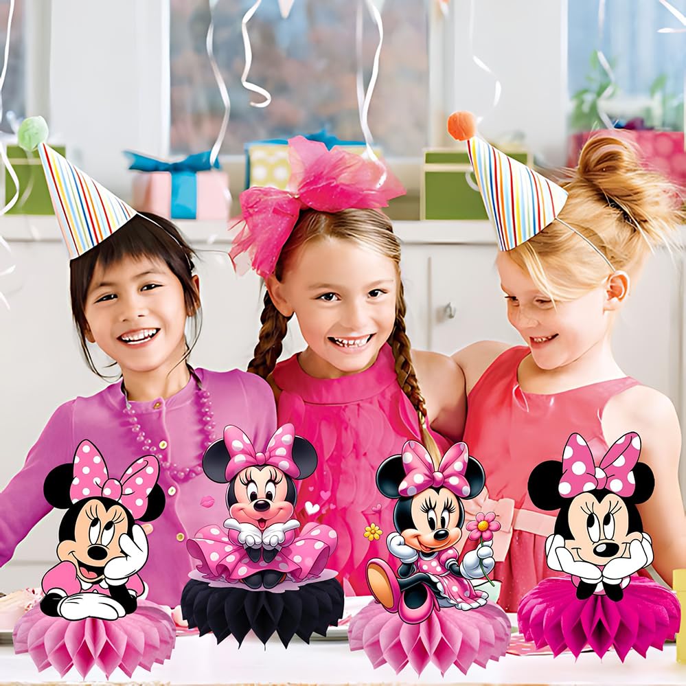 8Pcs Minnie Table Centerpiece Birthday Party Supplies Double Side Table Decorations for Minnie Themed Party Decorations