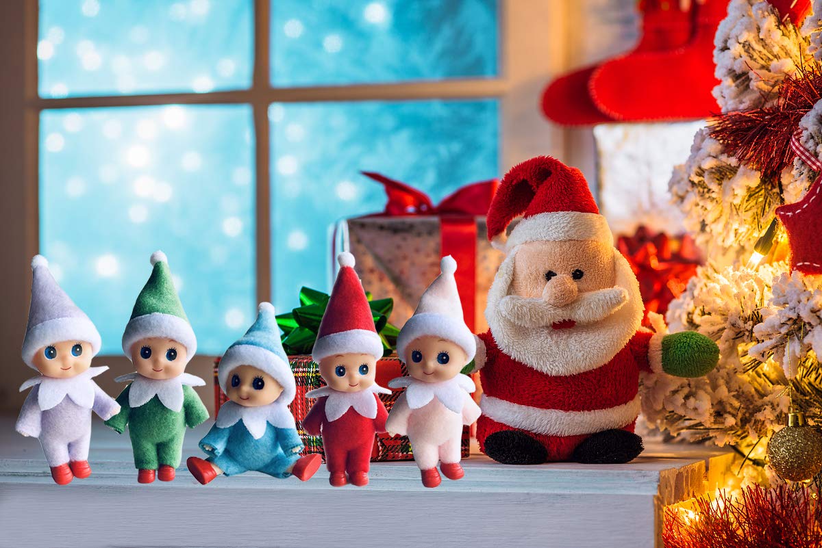WULEEUPER Tiny Baby Elf Doll | Christmas Miniature Elf Decoration | Newborn Gift | Baby Grow Dolls with Feet and Shoes (Green)