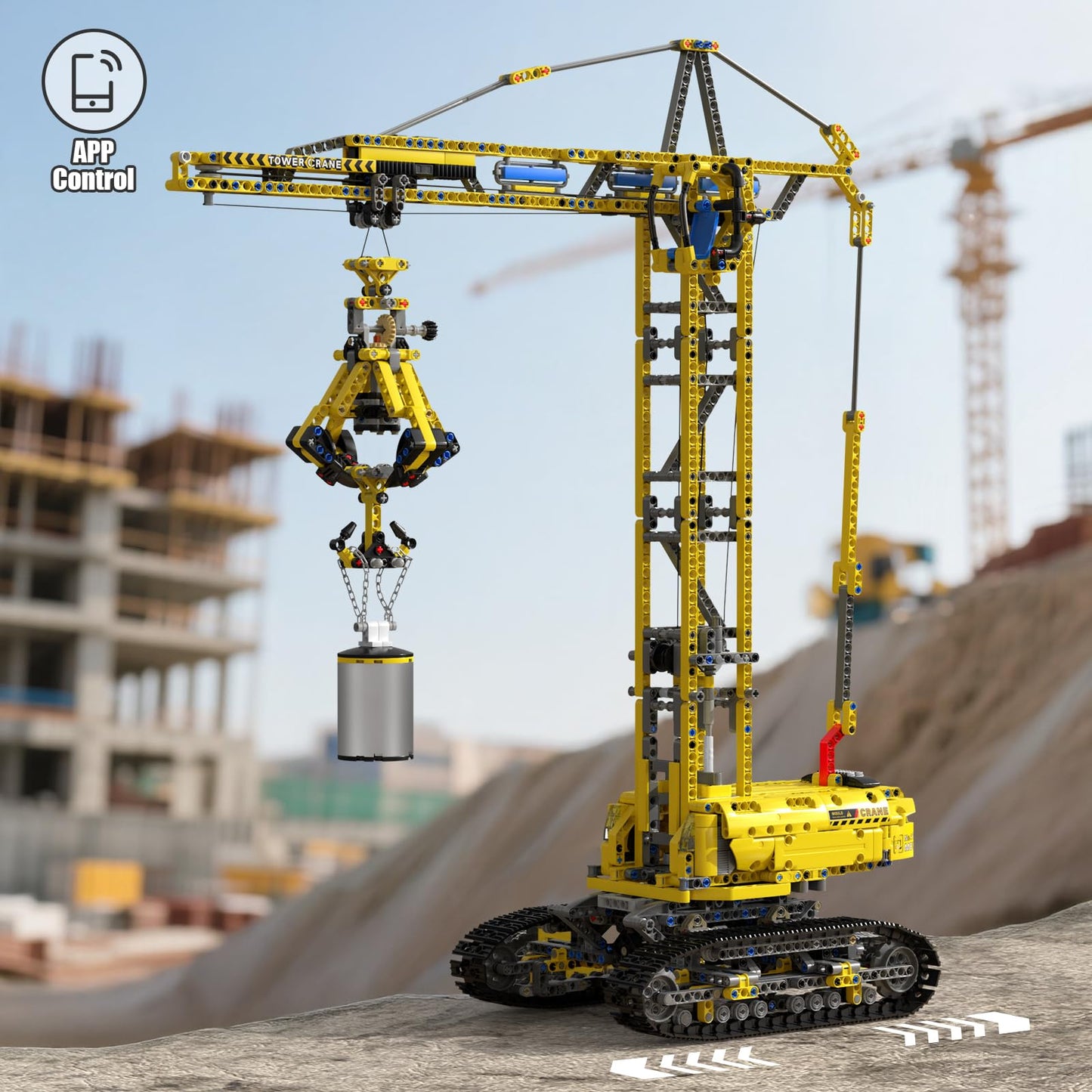Mould King 17059 Technik Crawler Crane Advanced Building Sets, MOC Mobile Construction Model Toy with APP Remote Control for 14+ Teen/Adults, Large